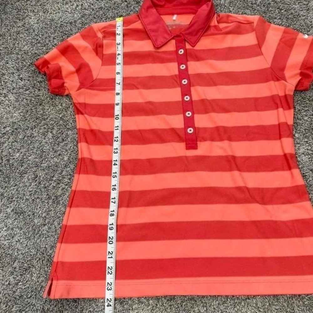 Nike Golf Tour Performance Dri-FIT Striped Polo Shirt Red Orange Womens Medium - Picture 4 of 5